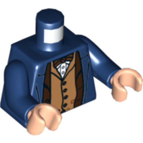 Torso Trench Coat over Dark Brown Suit Jacket and Bow Tie, Dark Tan Vest and White Shirt Pattern / Dark Blue Arms / Light Nougat Hands