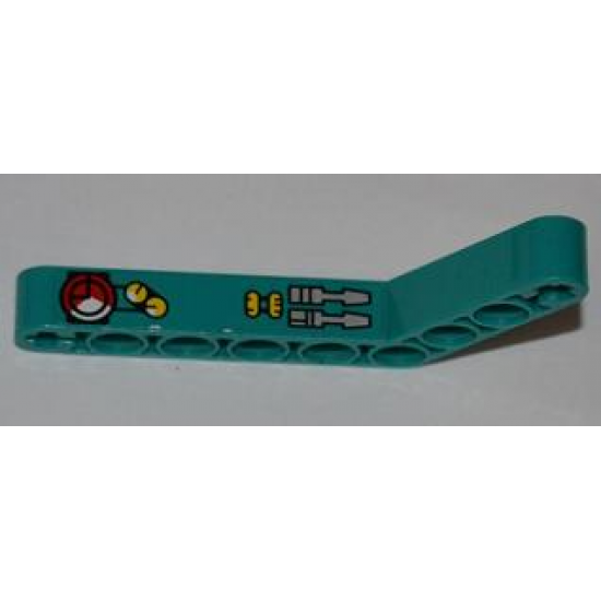 Technic, Liftarm 1 x 9 Bent (6 - 4) Thick with Gauges and Levers Pattern Model Right (Sticker) - Set 8269