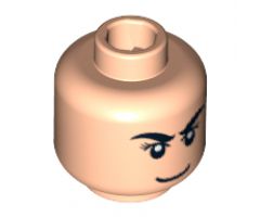 Minifigure, Head Male Black Eyebrows, Eyelashes, Smile, White Pupils Pattern - Blocked Open Stud
