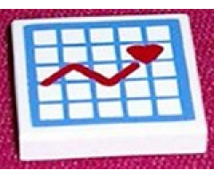 Tile 2 x 2 with Hospital Graph with Heart Pattern (Sticker) - Sets 5874 / 5875 / 5876