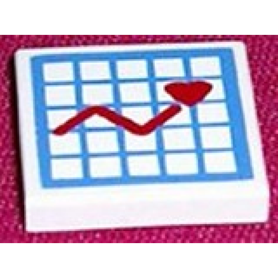 Tile 2 x 2 with Hospital Graph with Heart Pattern (Sticker) - Sets 5874 / 5875 / 5876