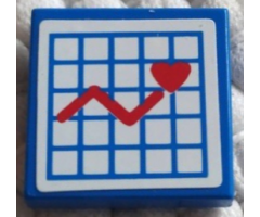 Tile 2 x 2 with Hospital Graph with Heart Pattern (Sticker) - Sets 5874 / 5875 / 5876