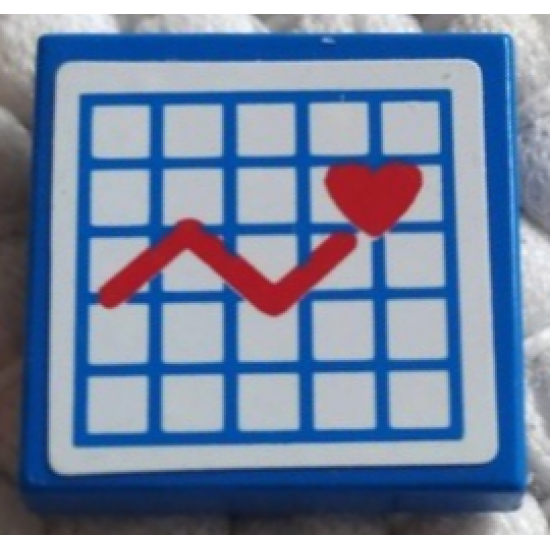 Tile 2 x 2 with Hospital Graph with Heart Pattern (Sticker) - Sets 5874 / 5875 / 5876