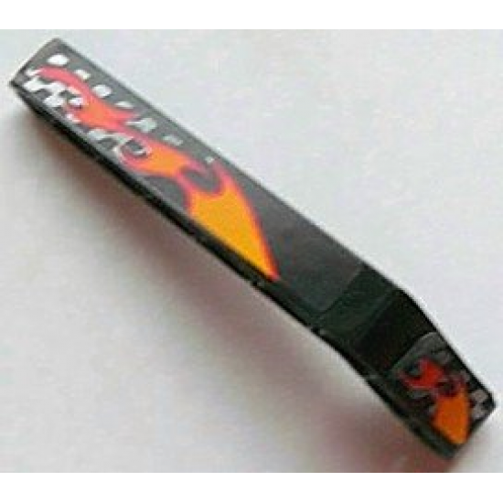 Technic, Liftarm 1 x 9 Bent (7 - 3) Thick with Flames and Checkered Pattern Left (Stickers) - Set 8645