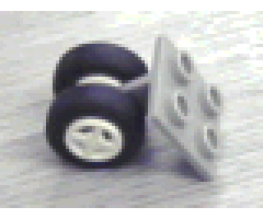 Aircraft Plate, Modified 2 x 2 Thin with Dual Wheels Holder - Split Pins with White Wheels and Black Tires (4870 / 4624 / 3139)