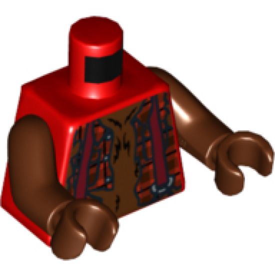 Torso Monster Fighters with Suspenders over Torn Shirt Pattern / Reddish Brown Arms / Reddish Brown Hands
