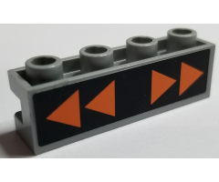 Brick, Modified 1 x 4 with Groove with Orange Directional Arrows on Black Background Pattern (Sticker) - Set 7691