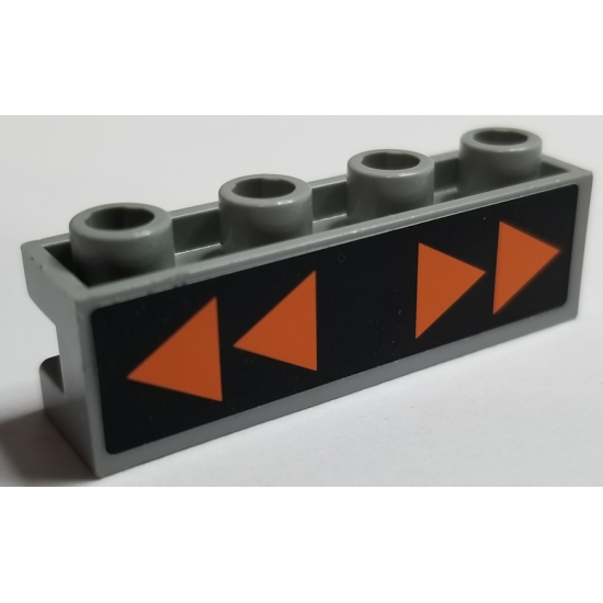 Brick, Modified 1 x 4 with Groove with Orange Directional Arrows on Black Background Pattern (Sticker) - Set 7691