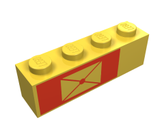 Brick 1 x 4 with Envelope on Red Background Pattern, Left Side