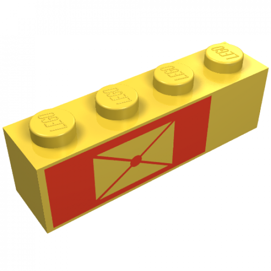 Brick 1 x 4 with Envelope on Red Background Pattern, Left Side