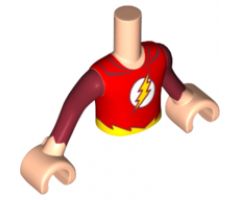 Mini Doll, Torso Friends Boy Red Shirt, Yellow Lightning in White Circle Pattern, Light Nougat Arms with Hands with Dark Red Sleeves