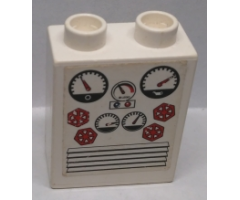 Duplo, Brick 1 x 2 x 2 with Gauges Pattern (Sticker) - Set 7843