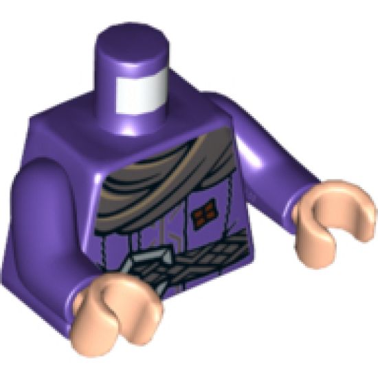 Torso LotR Coat with Scarf, Braided Belt and Slingshot Pattern / Dark Purple Arms / Light Nougat Hands