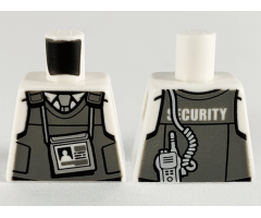 Torso Collared Shirt, Light Bluish Gray Tie, Dark Bluish Gray Vest, ID Badge and Silver Radio on Back Pattern
