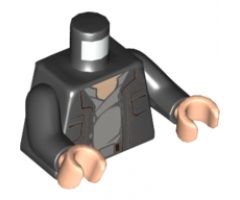 Torso SW Open Jacket with Pockets and Light Bluish Gray Open Shirt Pattern (Poe Dameron) / Black Arms / Light Nougat Hands