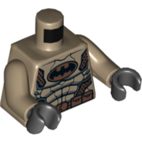 Torso Desert Batman Suit with Muscles Outline, Bat Logo and Copper Armor and Belt Pattern / Dark Tan Arms / Black Hands