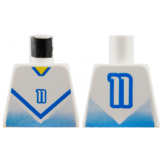 Torso Soccer Blue Chevron and No. 11 Front and Back Pattern