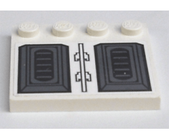 Tile, Modified 4 x 4 with Studs on Edge with Black Vents on Gray, White Background Pattern (Sticker) - Set 7676