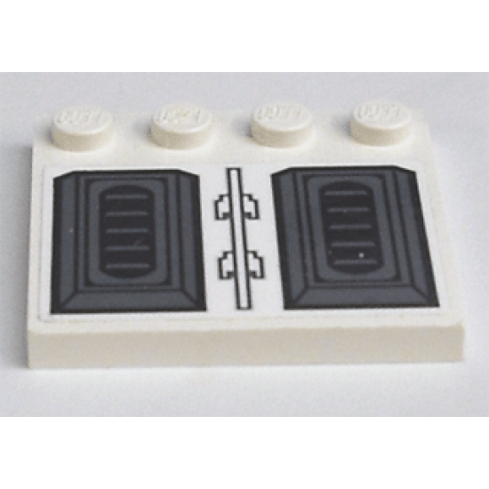 Tile, Modified 4 x 4 with Studs on Edge with Black Vents on Gray, White Background Pattern (Sticker) - Set 7676