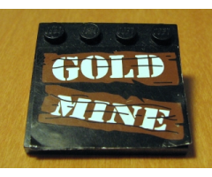 Tile, Modified 4 x 4 with Studs on Edge with 'GOLD MINE' Pattern (Sticker) - Set 6761