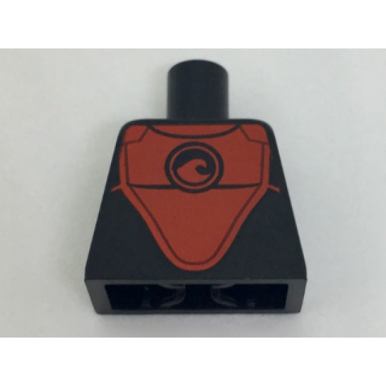 Torso Wetsuit with Red Front Panel with Wave Logo Pattern
