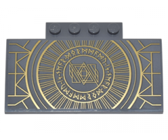 Slope, Curved 5 x 8 x 2/3 with Geometric Lines, Large Circle, Runes and Diamond Shape Pattern (Sticker) - Set 76060