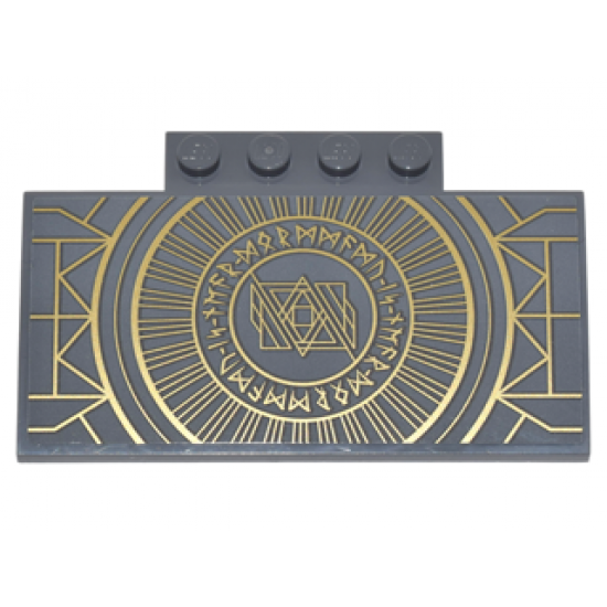 Slope, Curved 5 x 8 x 2/3 with Geometric Lines, Large Circle, Runes and Diamond Shape Pattern (Sticker) - Set 76060