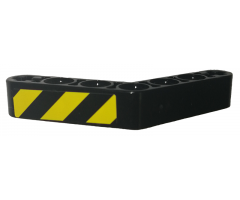 Technic, Liftarm 1 x 7 Bent (4 - 4) Thick with Black and Yellow Danger Stripes Pattern Facing Center (Sticker) - Set 9397