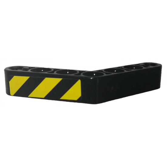 Technic, Liftarm 1 x 7 Bent (4 - 4) Thick with Black and Yellow Danger Stripes Pattern Facing Center (Sticker) - Set 9397