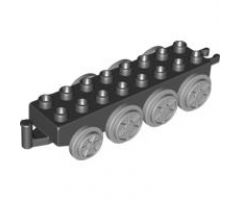 Duplo, Train Base 2 x 8 with 8 Light Bluish Gray Train Wheels and Movable Hook