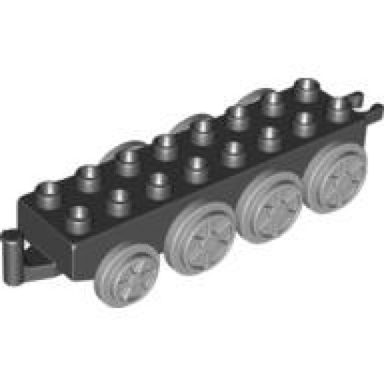Duplo, Train Base 2 x 8 with 8 Light Bluish Gray Train Wheels and Movable Hook