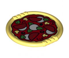 Duplo, Figure Wear & Utensil Disk with Pizza with Tomatoes, Cheese Slices, Basil, Mushrooms and Olives Pattern