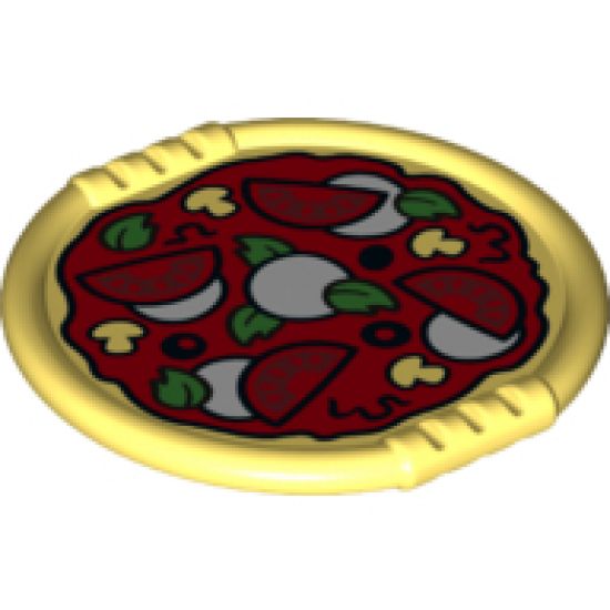 Duplo, Figure Wear & Utensil Disk with Pizza with Tomatoes, Cheese Slices, Basil, Mushrooms and Olives Pattern