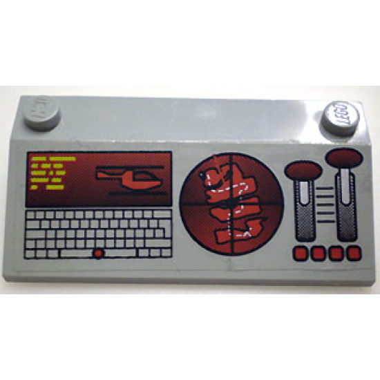 Slope 33 3 x 6 with Inner Walls with Computer, Radar, and Levers Pattern (Sticker) - Set 6740