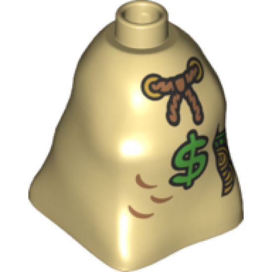 Duplo, Brick 2 x 2 x 2 Bag Shaped with Money Pattern