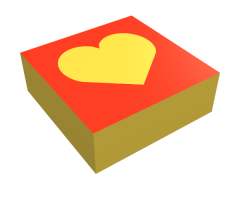 Tile 1 x 1 with Yellow Heart Pattern