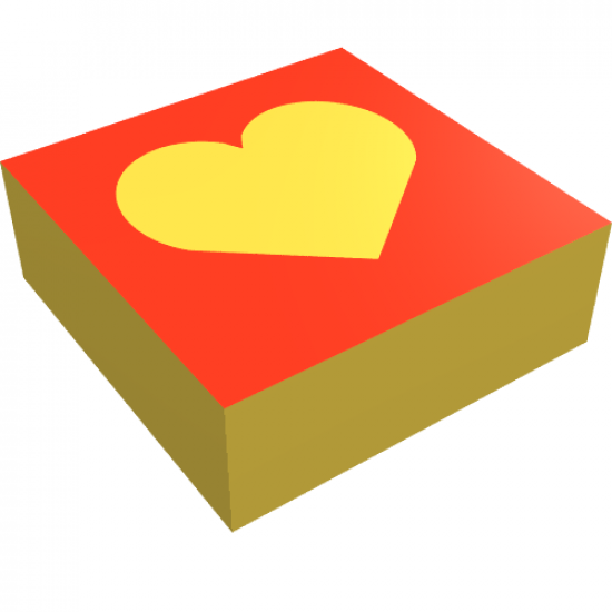 Tile 1 x 1 with Yellow Heart Pattern