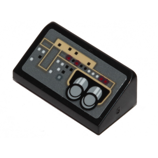Slope 30 1 x 2 x 2/3 with SW Millennium Falcon Control Panel, Buttons, Black, Red and White Lights and 2 Pipes Pattern (Sticker) - Set 75257