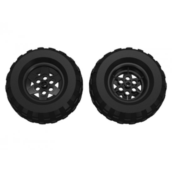 Wheel & Tire Assembly 43.2mm D. x 26mm Technic Racing Small, 6 Pin Holes with Black Tire 81.6 x 38 R Balloon (56908 / 45982)