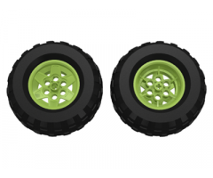 Wheel & Tire Assembly 43.2mm D. x 26mm Technic Racing Small, 6 Pin Holes with Black Tire 81.6 x 38 R Balloon (56908 / 45982)