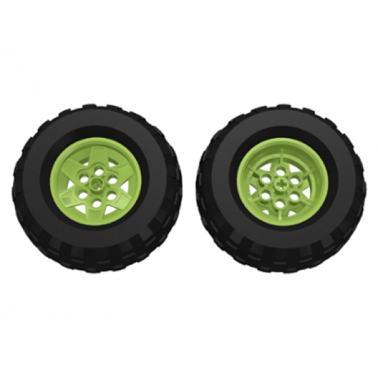 Wheel & Tire Assembly 43.2mm D. x 26mm Technic Racing Small, 6 Pin Holes with Black Tire 81.6 x 38 R Balloon (56908 / 45982)