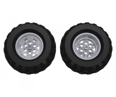 Wheel & Tire Assembly 43.2mm D. x 26mm Technic Racing Small, 6 Pin Holes with Black Tire 81.6 x 38 R Balloon (56908 / 45982)