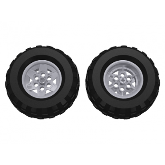 Wheel & Tire Assembly 43.2mm D. x 26mm Technic Racing Small, 6 Pin Holes with Black Tire 81.6 x 38 R Balloon (56908 / 45982)