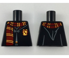 Torso Hogwarts Robe Clasped over Sweater, Dark Red and Bright Light Orange Scarf and Trim Pattern