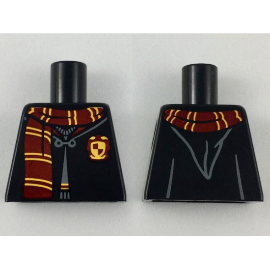 Torso Hogwarts Robe Clasped over Sweater, Dark Red and Bright Light Orange Scarf and Trim Pattern
