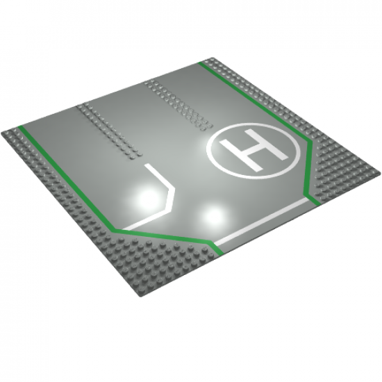 Baseplate, Road 32 x 32 with 3 Driveways, White Lines, Circle H Pattern