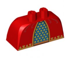 Lower Body, Skirt Wide with Side Hoops (Panniers) with Blue and Gold Fabric with Hearts and Diamonds Pattern