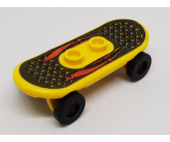 Minifigure, Utensil Skateboard with Trolley Wheel Holders with Lightning Pattern (Sticker) and Black Trolley Wheels (42511pb04 / 2496)