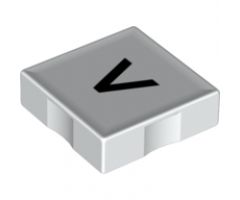 Duplo, Tile 2 x 2 with Black Less Than Sign (<) / Greater Than Sign (>) Pattern
