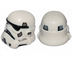 Minifigure, Headgear Helmet SW Stormtrooper, Dual Molded, White with Dark Bluish Gray Marks and Gray Squares on Back Pattern